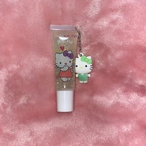 Hellokitty green glitter lipgloss with charm